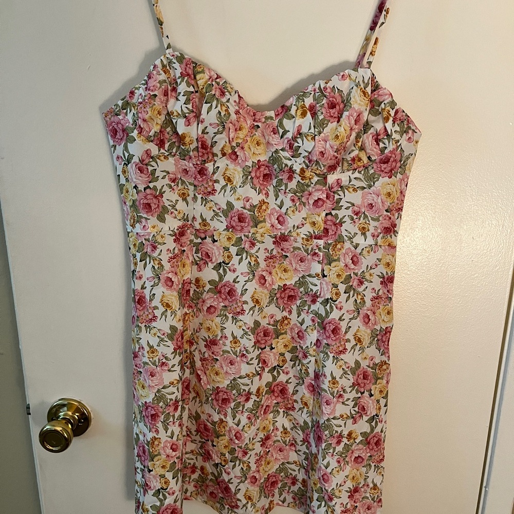 Cider Pink and Yellow Floral Mini Dress